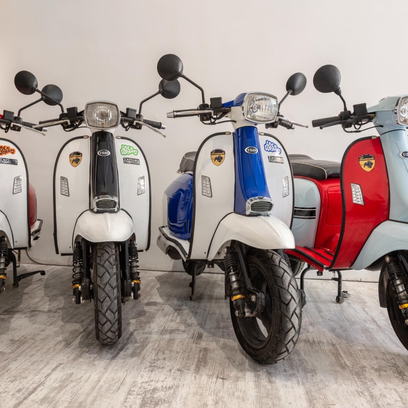 a motorcycle parked in a parking lot